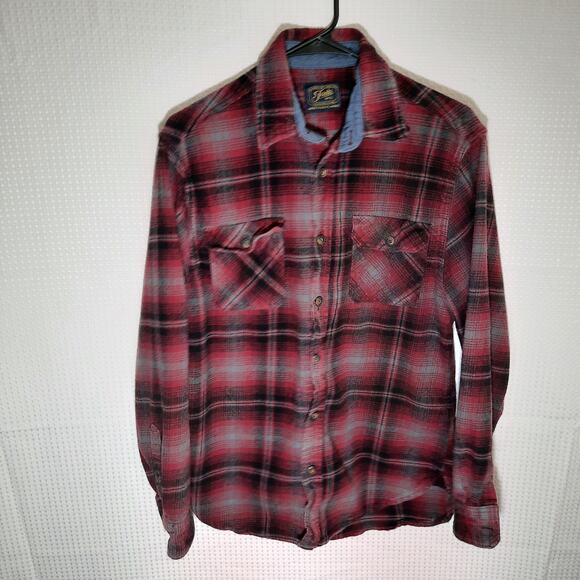 Jachs MFG M Flannel Shirt Mens Red Black Plaid Button Down Heritage Cotton - Picture 1 of 6